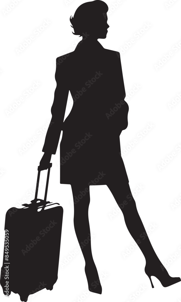 silhouette of a woman with a suitcase silhouette of a woman with a suitcase