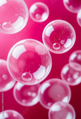 Colorful soap bubbles close-up. Macro. Washing and cleaning. Banner, poster, background. With copy space