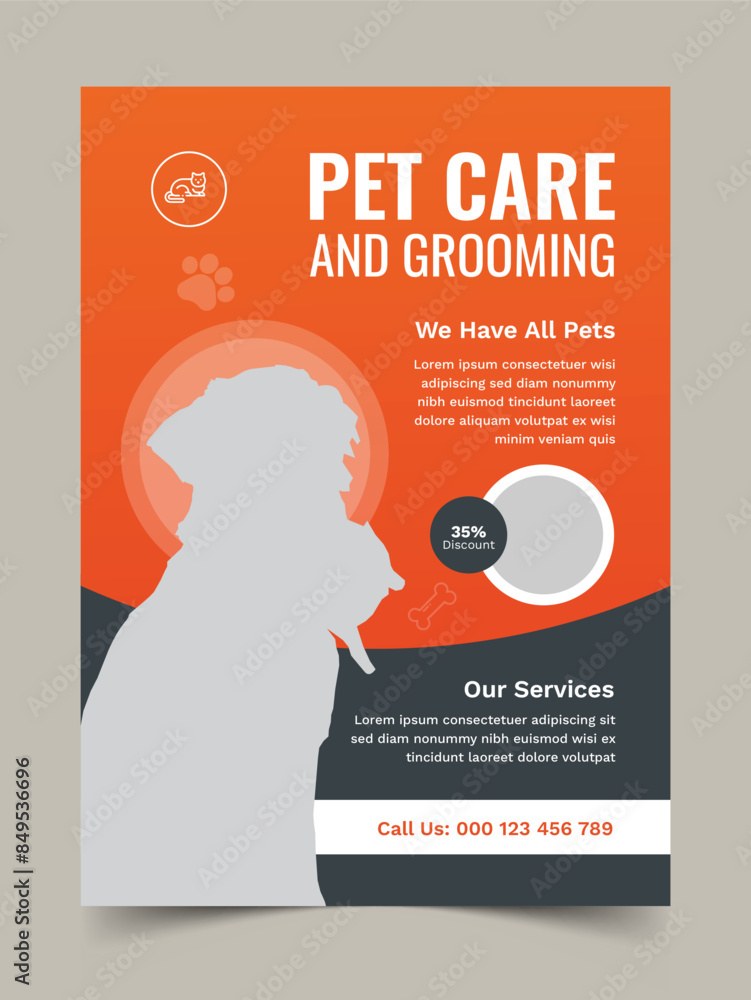 Pet Shop Flyer Template, Pet flyer, adoption and Pet care, A4 Flyer ...