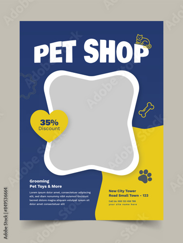 Pet Shop Flyer, Pet care, Pet Sitting flyer, Print template