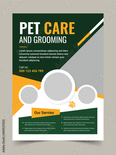 Pet Shop Flyer, Pet care, Pet Sitting flyer, Print template