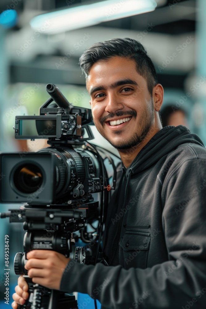 Man with Camera Smiling