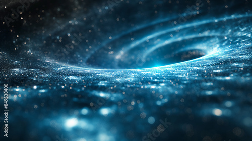 A mesmerizing, abstract depiction of a swirling galaxy with a blue color scheme, ideal for illustrating concepts of outer space, astronomy, and cosmic exploration