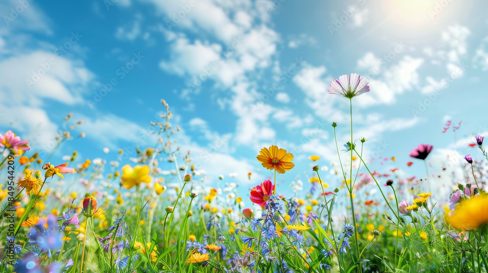 Wildflowers against a bright blue sky. Wildflowers against a bright blue sky.