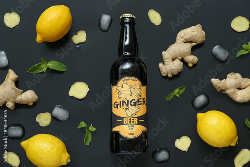 Composition with bottle of ...