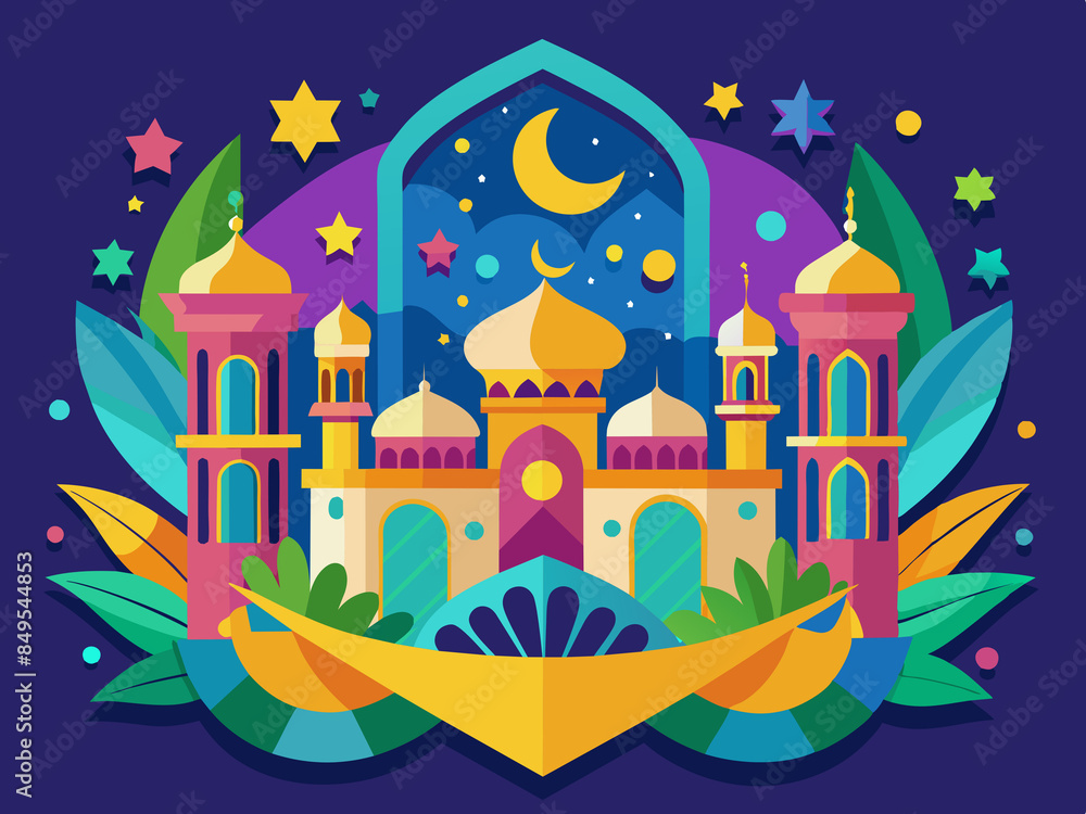 Fototapeta premium A colorful Ramadan-themed banner
