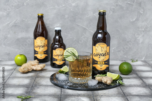 Glass of fresh ginger beer ...