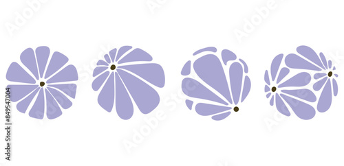 Groovy retro abstract flower backgrounds. Organic doodle shapes in trendy naive hippie 60s 70s style. Contemporary poster print banner template