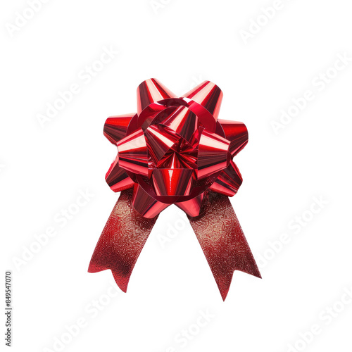 Red christmas gift ribbon horizontal isolated transparent background