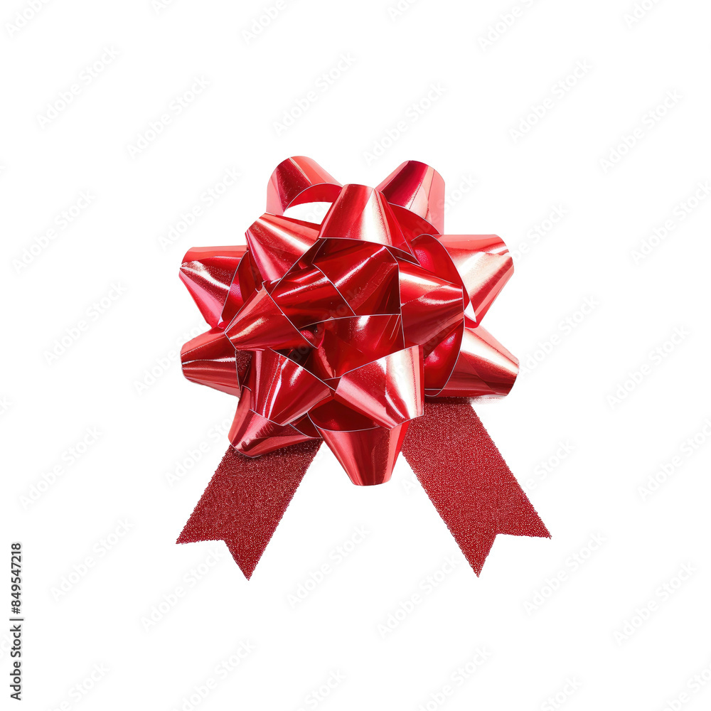 Red christmas gift ribbon horizontal isolated transparent background