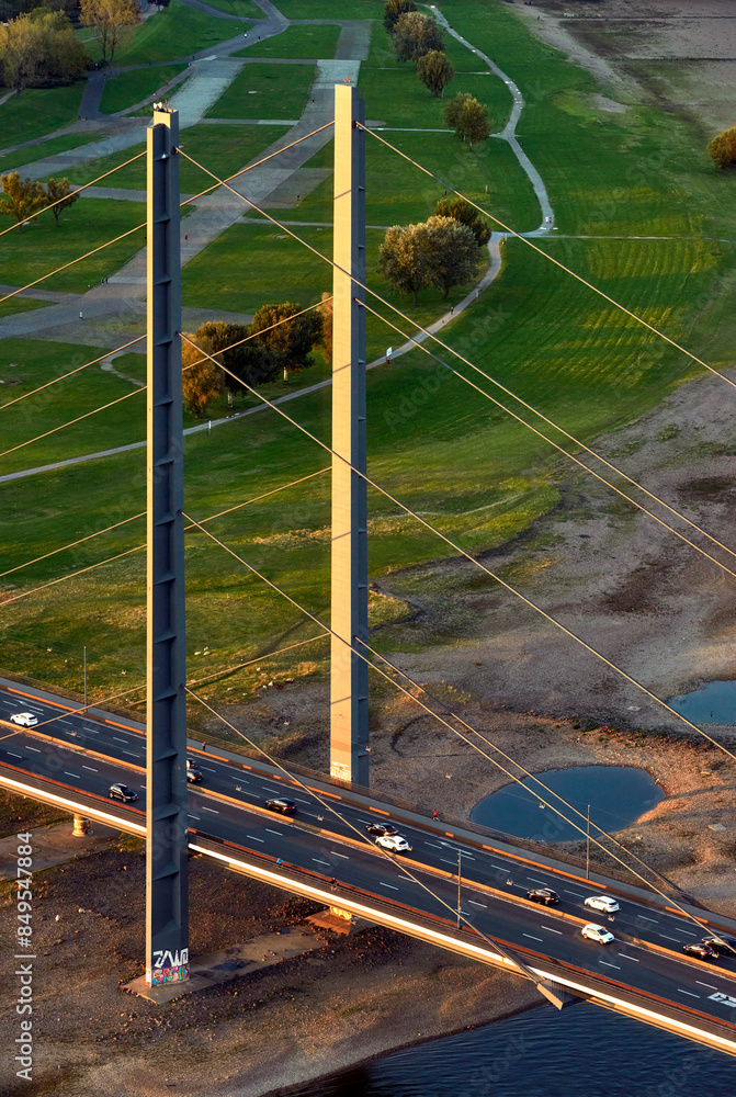 Aerial city view on Dusseldorf from the Rhine Tower