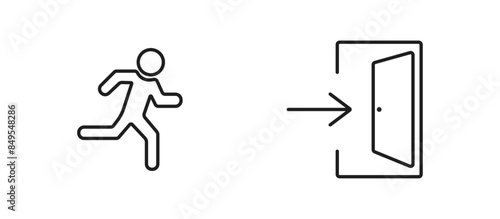Emergency fire exit sign vector design.	
