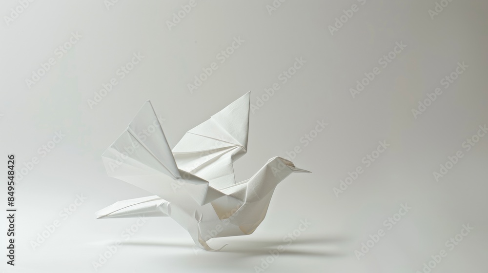 A white paper bird is flying in the air A white paper bird is flying in the air