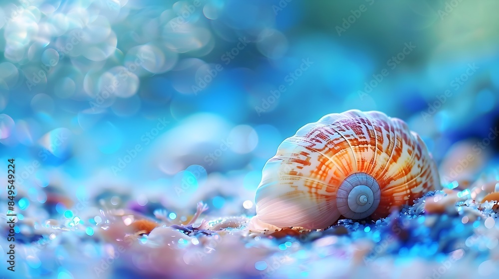 Vibrant Snail Shell in Underwater Environment Vibrant Snail Shell in Underwater Environment