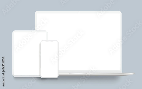 Laptop computer, tablet and mobile phone clay mockup