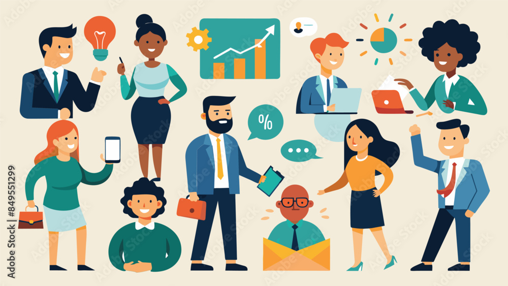 Business Concept illustrations. Mega set. Collection of scenes with men and women Business Concept illustrations. Mega set. Collection of scenes with men and women