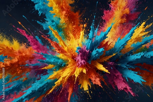 Artistic Tsunami: Colorful Paint Wavev