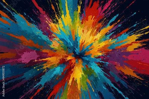 Energetic Color Blast: Vivid Abstract Painting