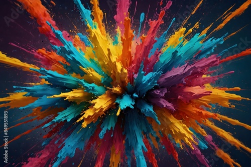 Abstract Color Symphony: Dynamic Paint Explosion