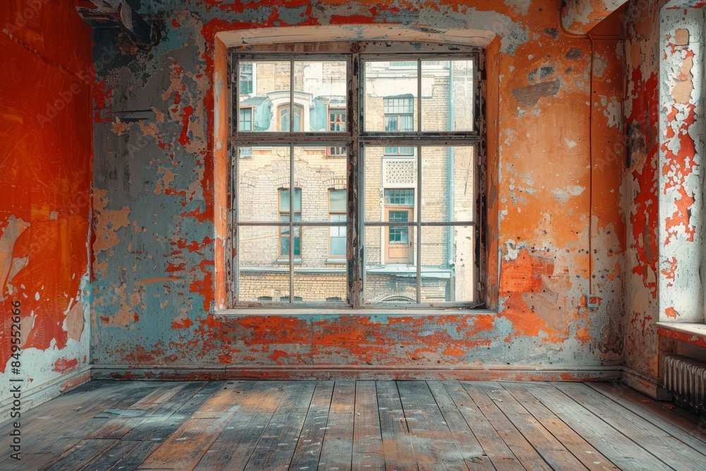 Abandoned Room With Large Window and Peeling Paint Abandoned Room With Large Window and Peeling Paint