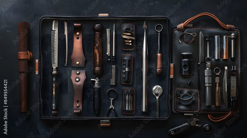 A table with many sewing supplies including needles, scissors, and thread A table with many sewing supplies including needles, scissors, and thread