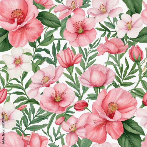 Delicate Blossoms: A Vibrant Watercolor Illustration of Nature's Floral Beauty