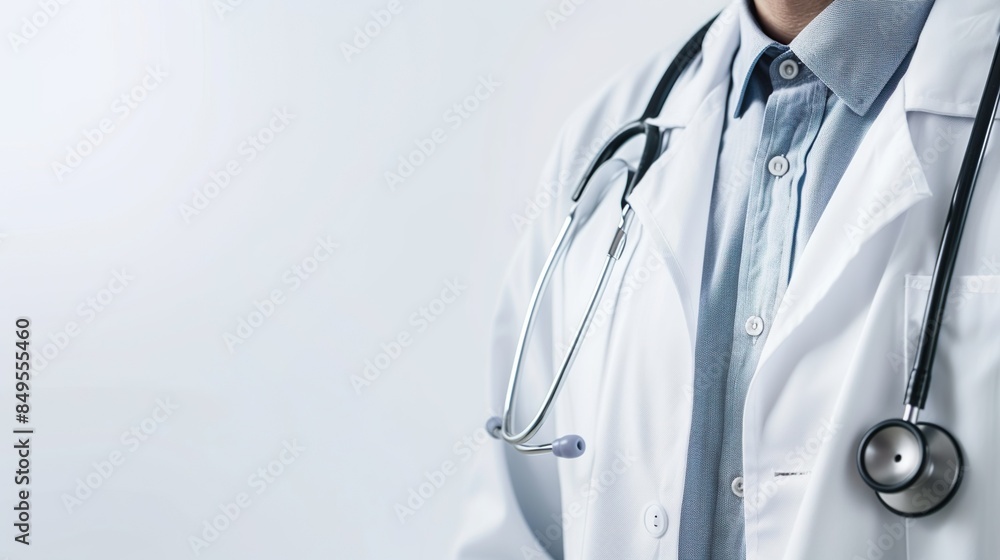 Doctor with stethoscope with white background made with Ai generative technology Doctor with stethoscope with white background made with Ai generative technology