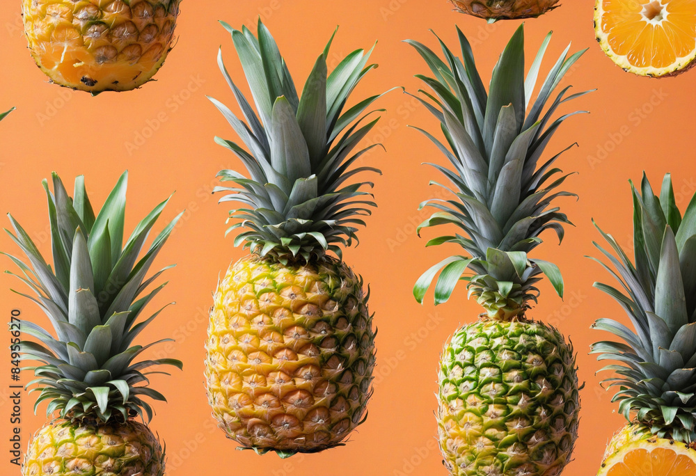 Freshly picked ripe pineapple on a white studio background, the epitome of tropical fruitiness Freshly picked ripe pineapple on a white studio background, the epitome of tropical fruitiness