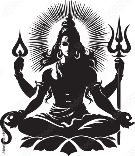 Lord Shiva face silhouette vector illustration