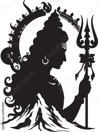 Lord Shiva face silhouette vector illustration