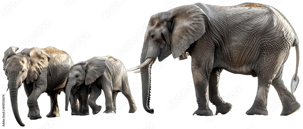 Fototapeta premium herd of elephants walking along a dirt road