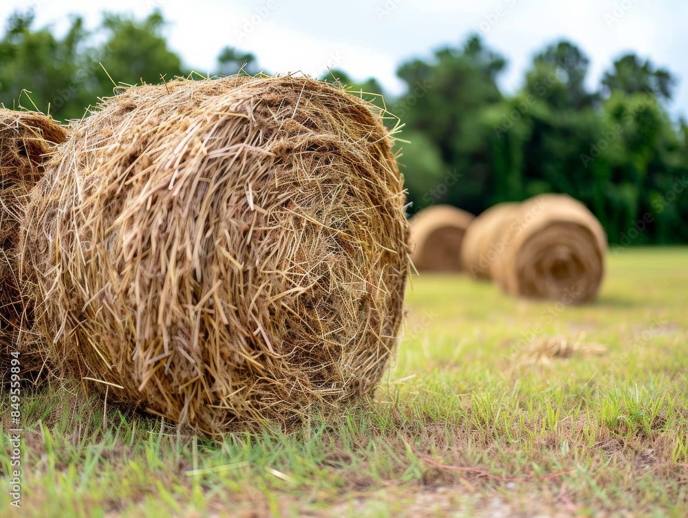 a bale of hay in a field in summer a bale of hay in a field in summer