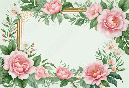 Botanical Blossom Frame: A Floral Design for Beautiful Wedding Invitations