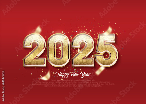 Saying happy new year 2025 with luxury classic gold numbers. © mororene