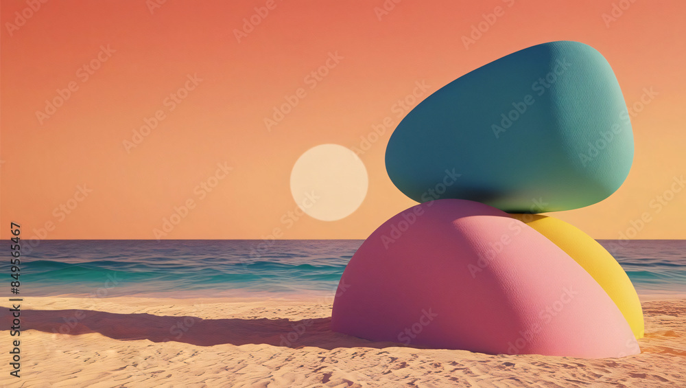 A futuristic mountain landscape in vibrant cinematic colors, featuring large wavy rock shapes reminiscent of sci-fi worlds, set against a warm, golden-brown environmental background evoking a sense of