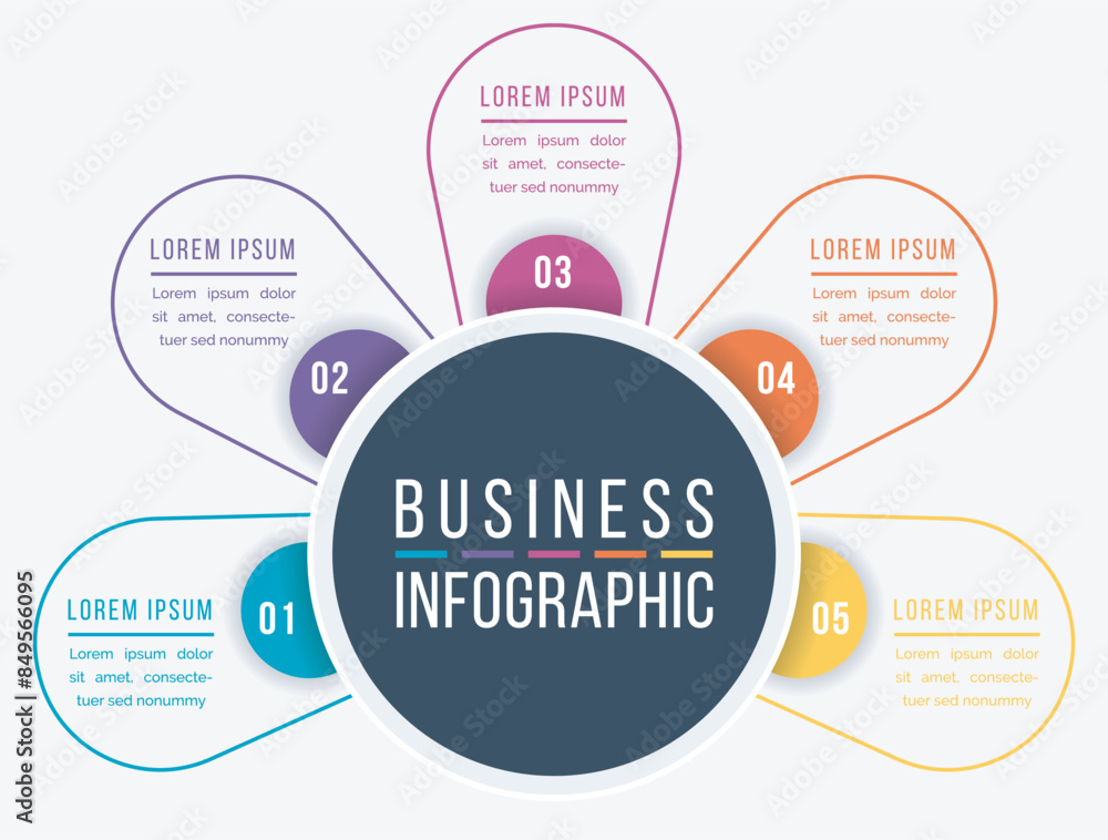 Infographic design 5 steps, objects, elements or options business information template Infographic design 5 steps, objects, elements or options business information template