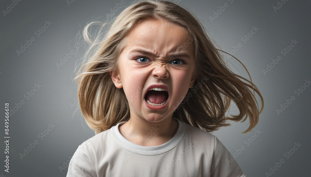 Portrait of a panicked young girl screaming in fear Portrait of a panicked young girl screaming in fear