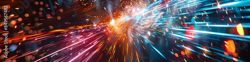 Abstract high speed technology POV motion blurred concept image  photo