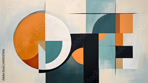 A minimalist abstract painting with bold, geometric shapes, contemporary aesthetic