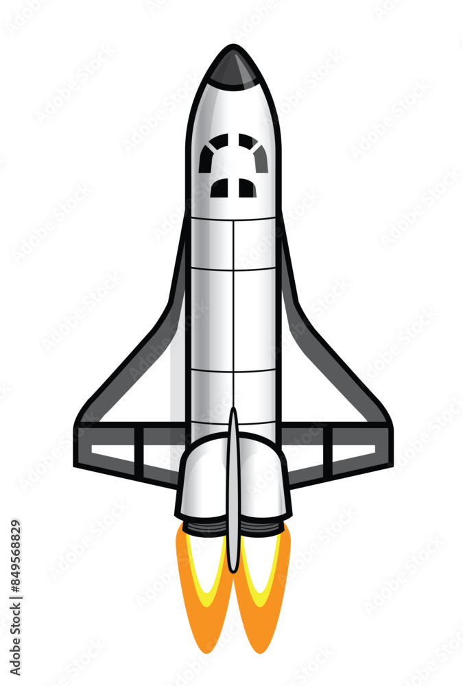 Naklejka premium cartoon space ship shuttle no booster transparent background