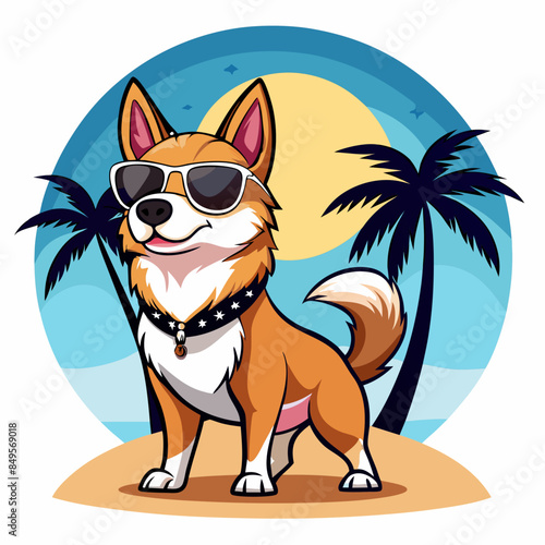 dog on the beach t-.shirt vector design, white background © ArtfuIInfusion769