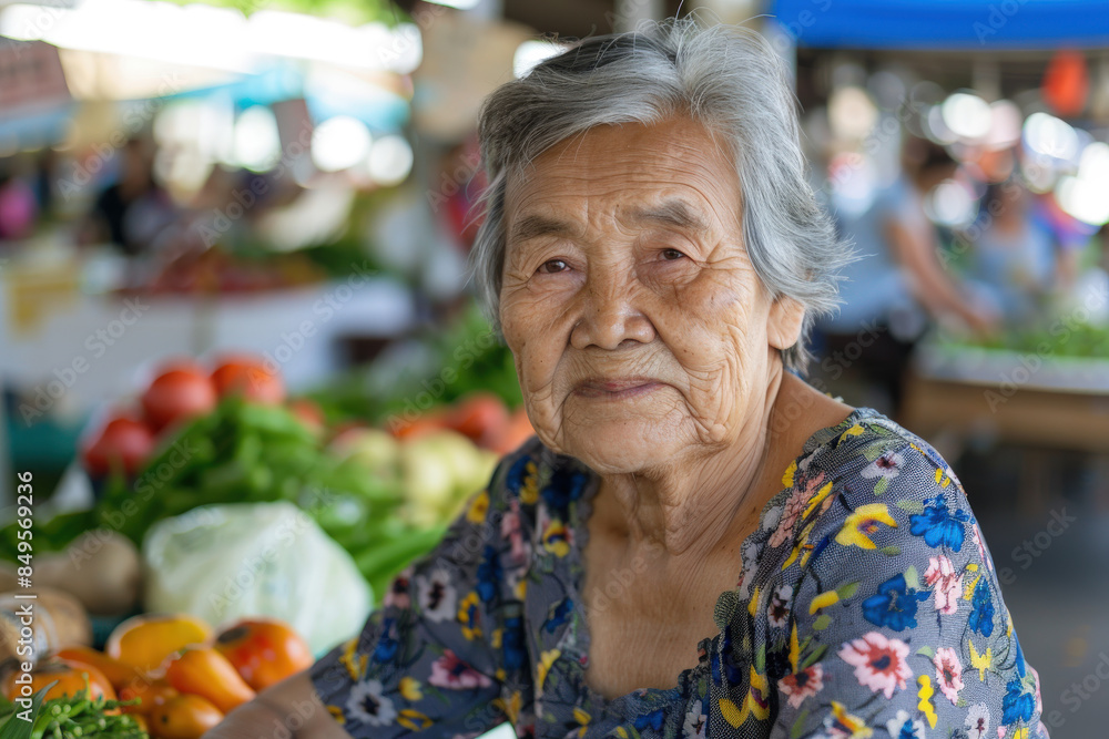Senior Woman at Outdoor Market during Daytime Senior Woman at Outdoor Market during Daytime