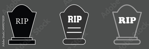 Halloween grave icon. Gravestone vector illustration. Rip tombstone flat icon.  Tombstone Gravestone death rest in peace flat funeral symbol. Vector illustration. Eps file 47.