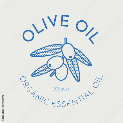Hand drawn vector olive illustration. Line art, retro. Plants and herbs for cosmetics. Logo template.