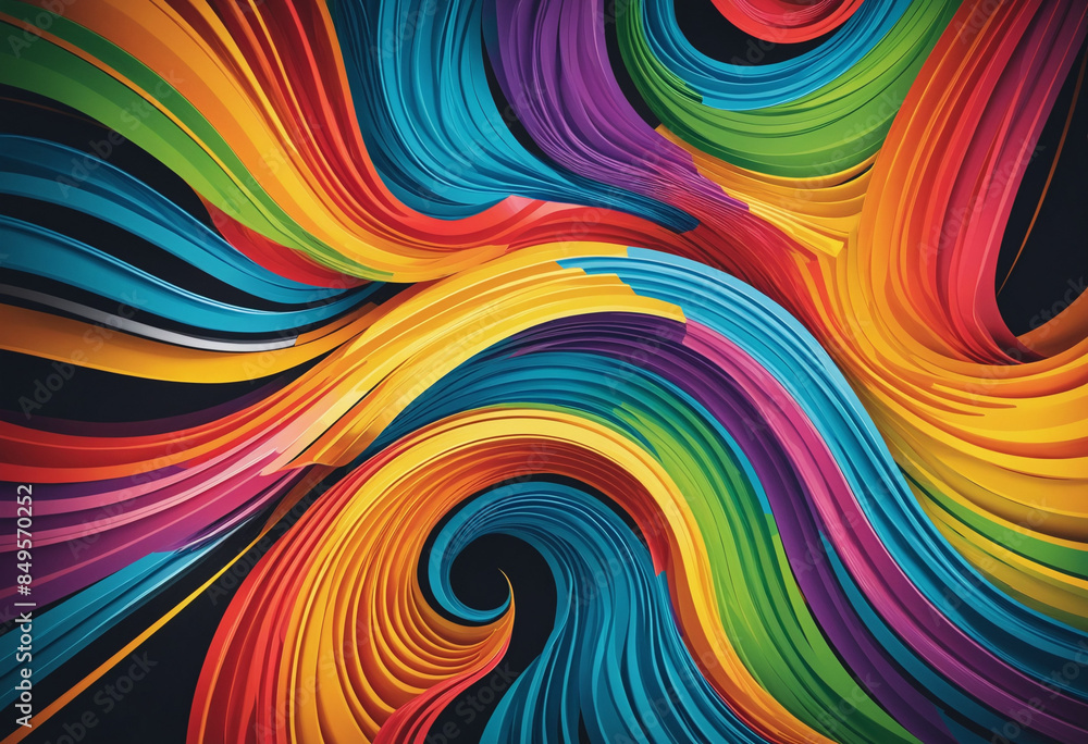 Obraz premium Colorful abstract geometric design with vibrant swirls and copy space