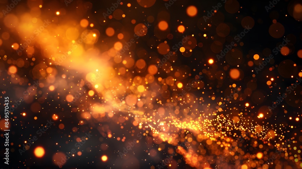 Abstract bokeh effect with orange sparkles and a dark background, resembling fiery embers in a dynamic, artistic composition. Abstract bokeh effect with orange sparkles and a dark background, resembling fiery embers in a dynamic, artistic composition.