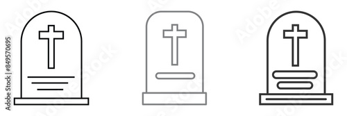 Tombstone icon. Rip grave icon vector. rip headstone vector. death grave tone icon. gravestone line icon suitable for apps and websites UI designs. Vector illustration. Eps file 48.