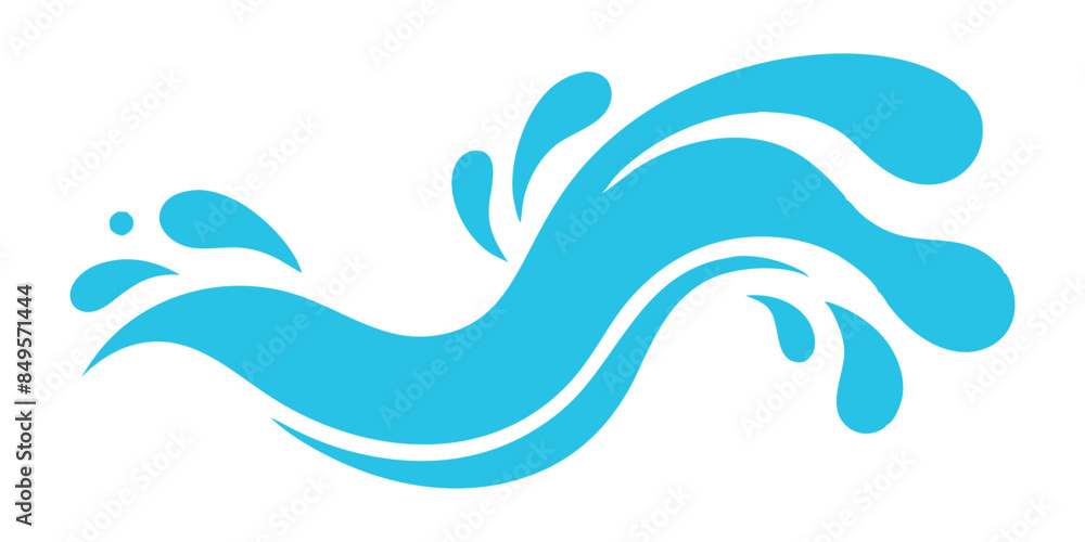 Abstract Blue Water Splash Wave Design - Vector Illustration of a Dynamic Liquid Motion with Droplets and Curves Abstract Blue Water Splash Wave Design - Vector Illustration of a Dynamic Liquid Motion with Droplets and Curves