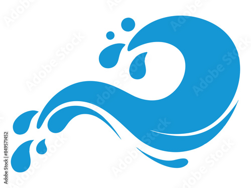 Abstract blue wave splash design in vector format, perfect for water-themed projects, logos, and backgrounds