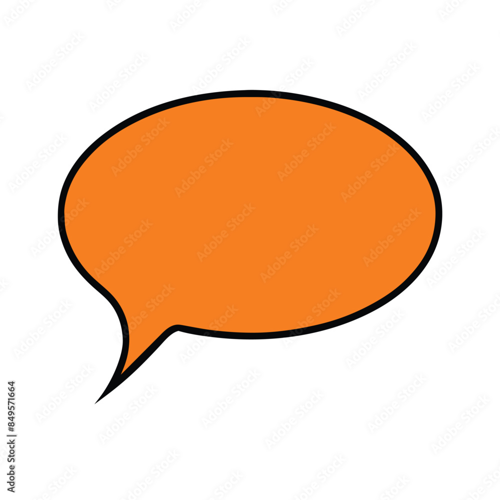 Bright orange speech bubble vector icon with black outline, ideal for chat, message, and communication graphics Bright orange speech bubble vector icon with black outline, ideal for chat, message, and communication graphics